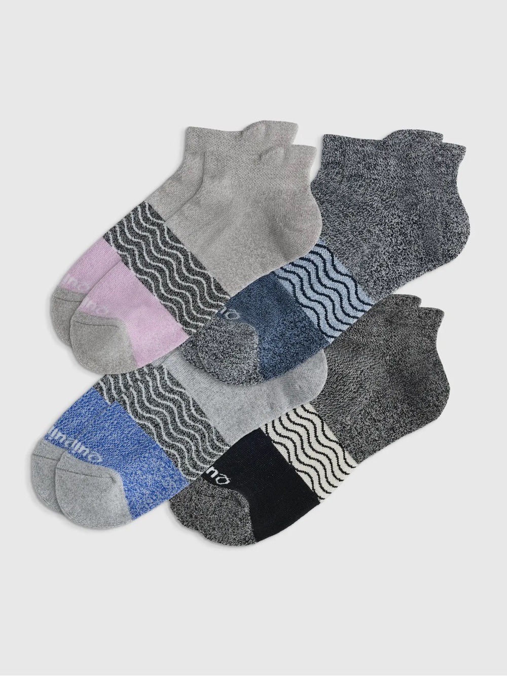 NWT QUINCE 3 Pack Everyday Cotton Tri-Block Marl Ankle Socks Small 8561